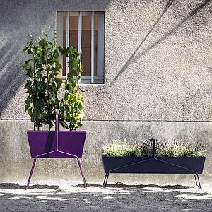 Jardinière haut BASKET Fermob gris métal