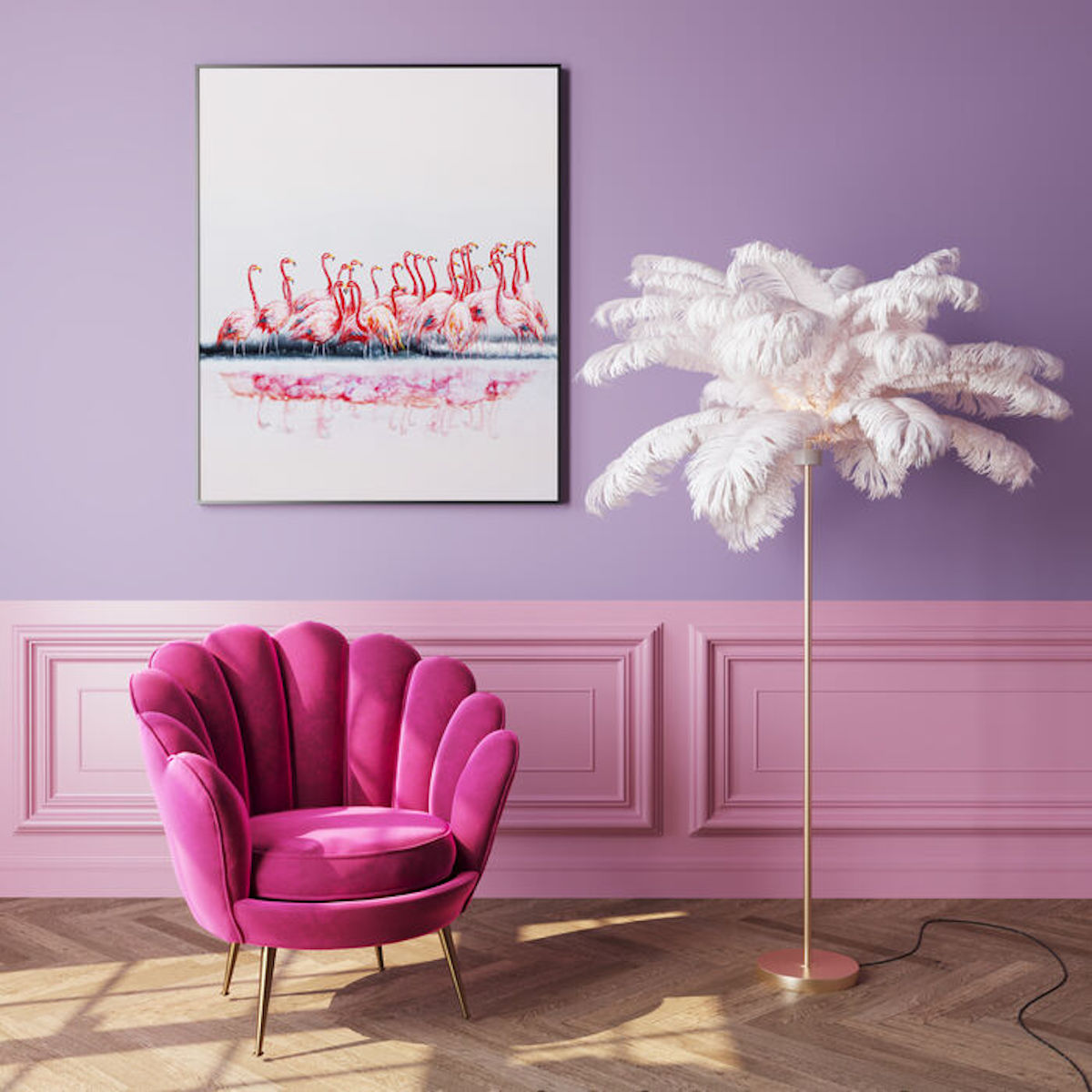 Lampadaire 165cm FEATHER PALM Kare Design blanc
