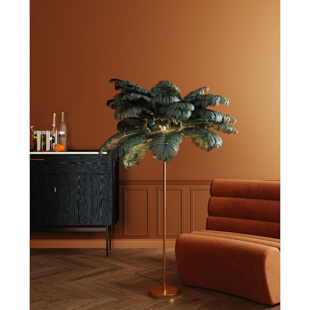 Lampadaire 165cm FEATHER PALM Kare Design vert