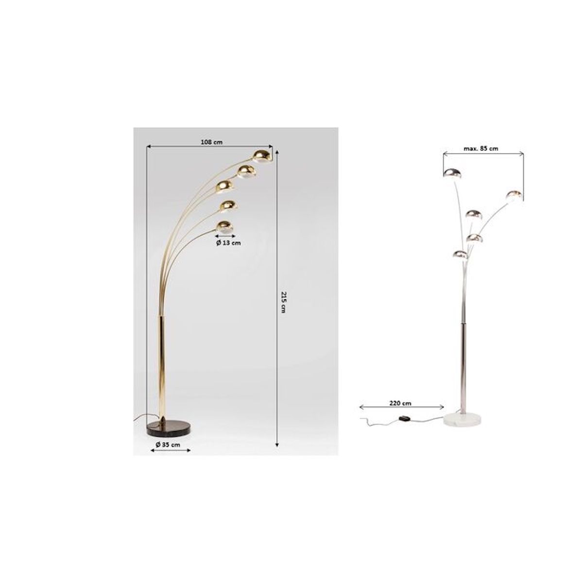 Lampadaire FIVE FINGERS Kare Design laiton