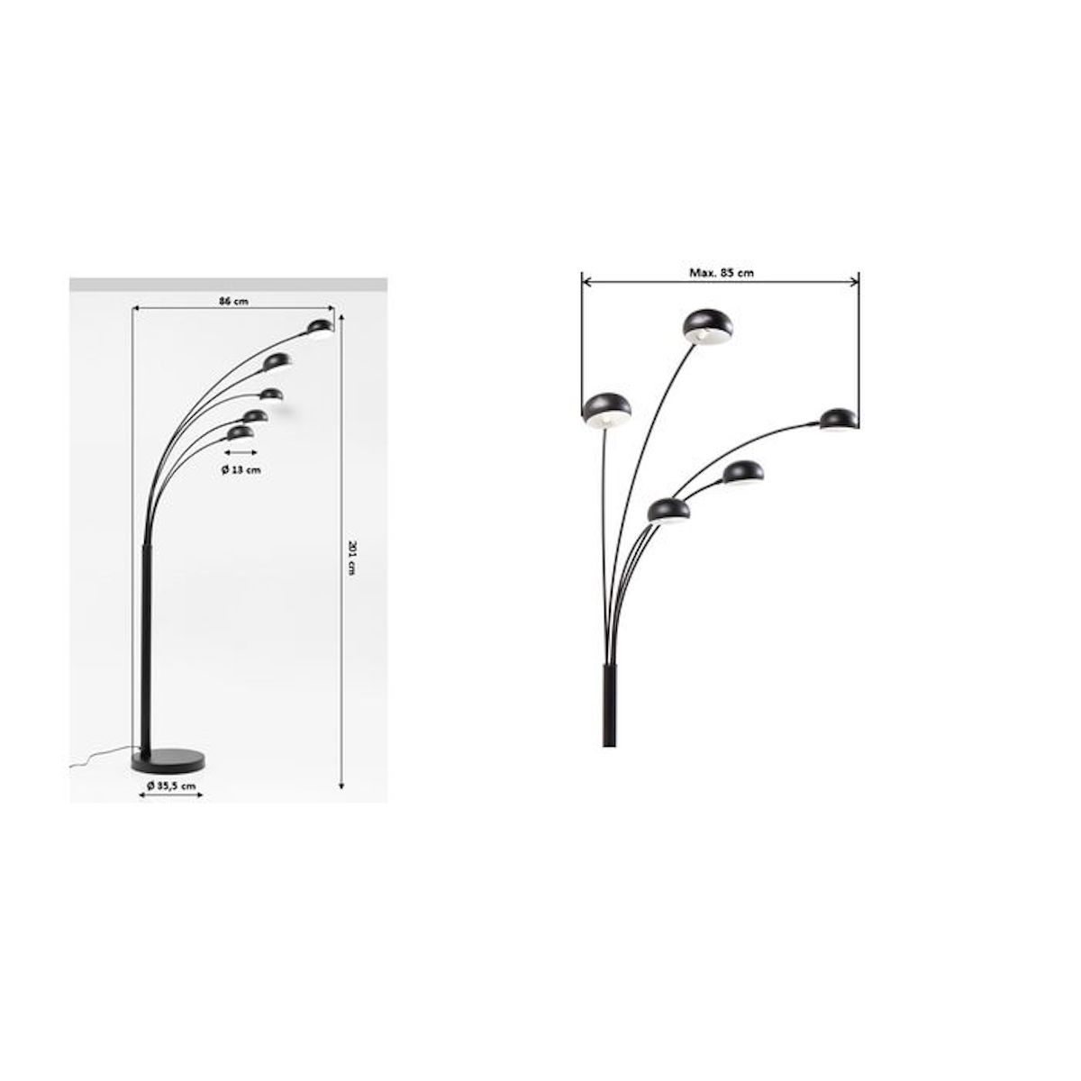 Lampadaire  FIVE FINGERS Kare Design noir mat