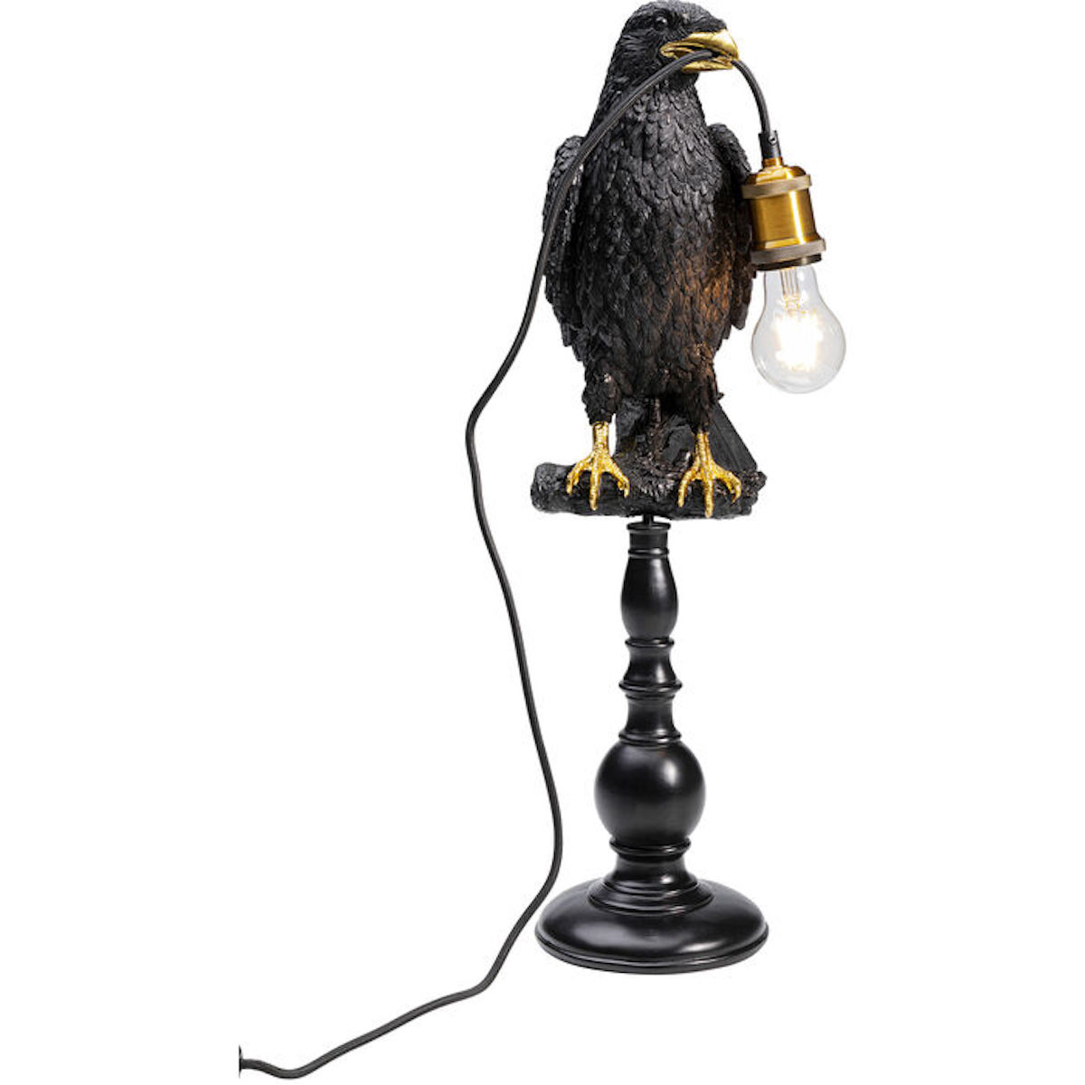 Lampe à poser 61cm ANIMAL SITTING CROW Kare Design noir mat