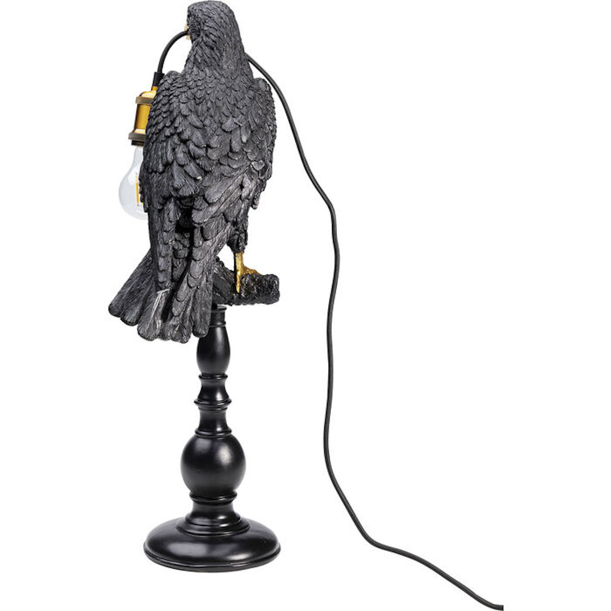 Lampe à poser 61cm ANIMAL SITTING CROW Kare Design noir mat