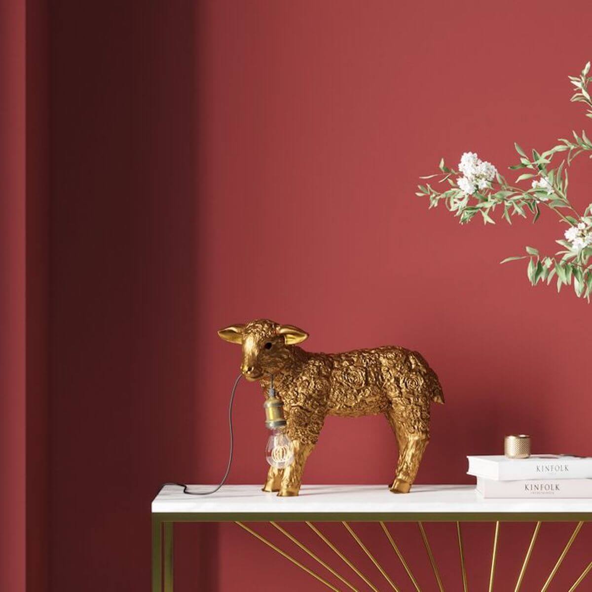 Lampe à poser Animal Flower Shep doré Kare Design 36cm