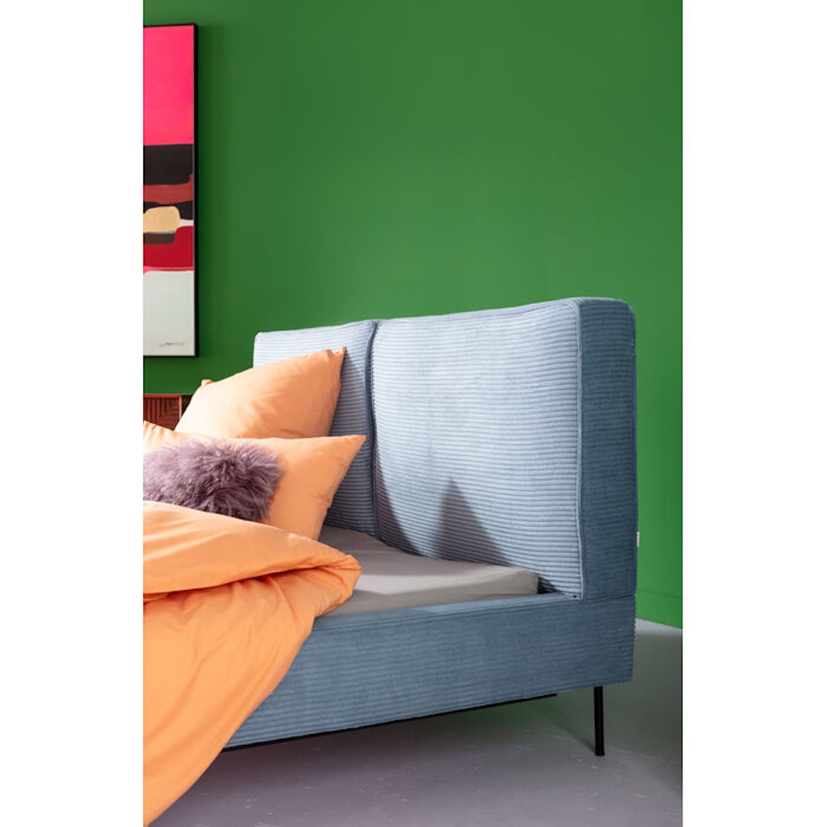 Lit 160x200cm EAST SIDE Kare Design velours côtelé bleu