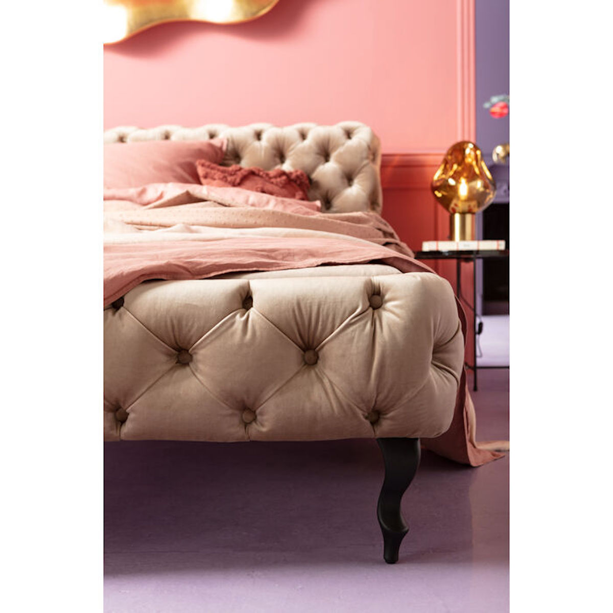 Lit 180x200cm DESIRE Kare Design velours écru