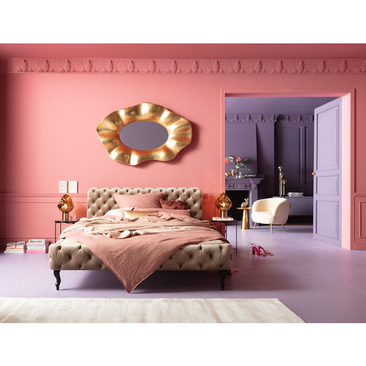 Lit 180x200cm DESIRE Kare Design velours écru