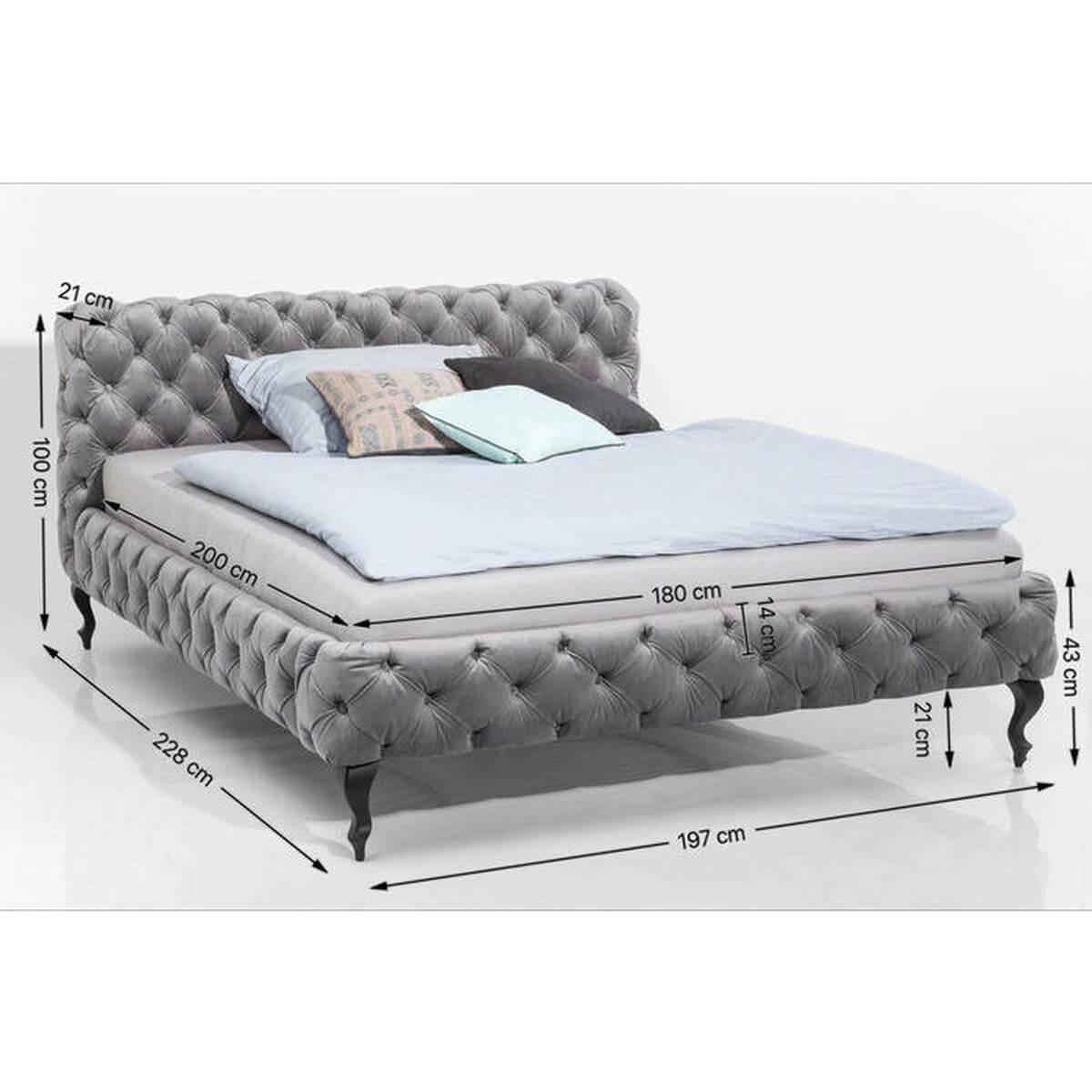 Lit 180x200cm DESIRE Kare Design velvet silver grey
