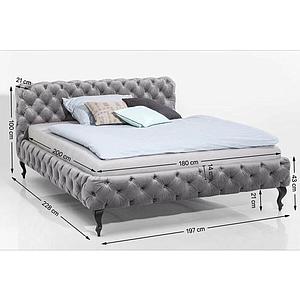 Lit 180x200cm DESIRE Kare Design velvet silver grey