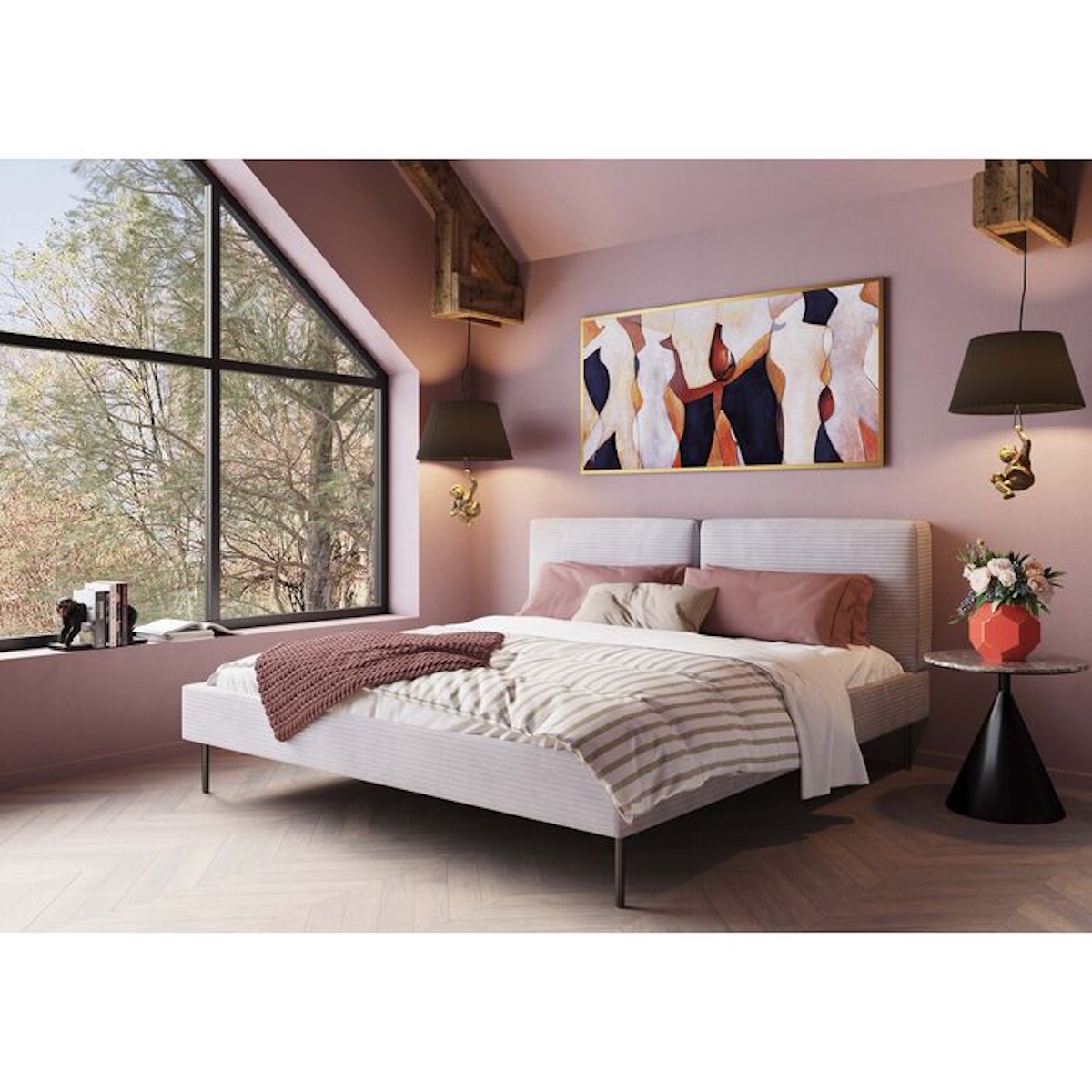 Lit 180x200cm EAST SIDE Kare Design velours cotelé gris