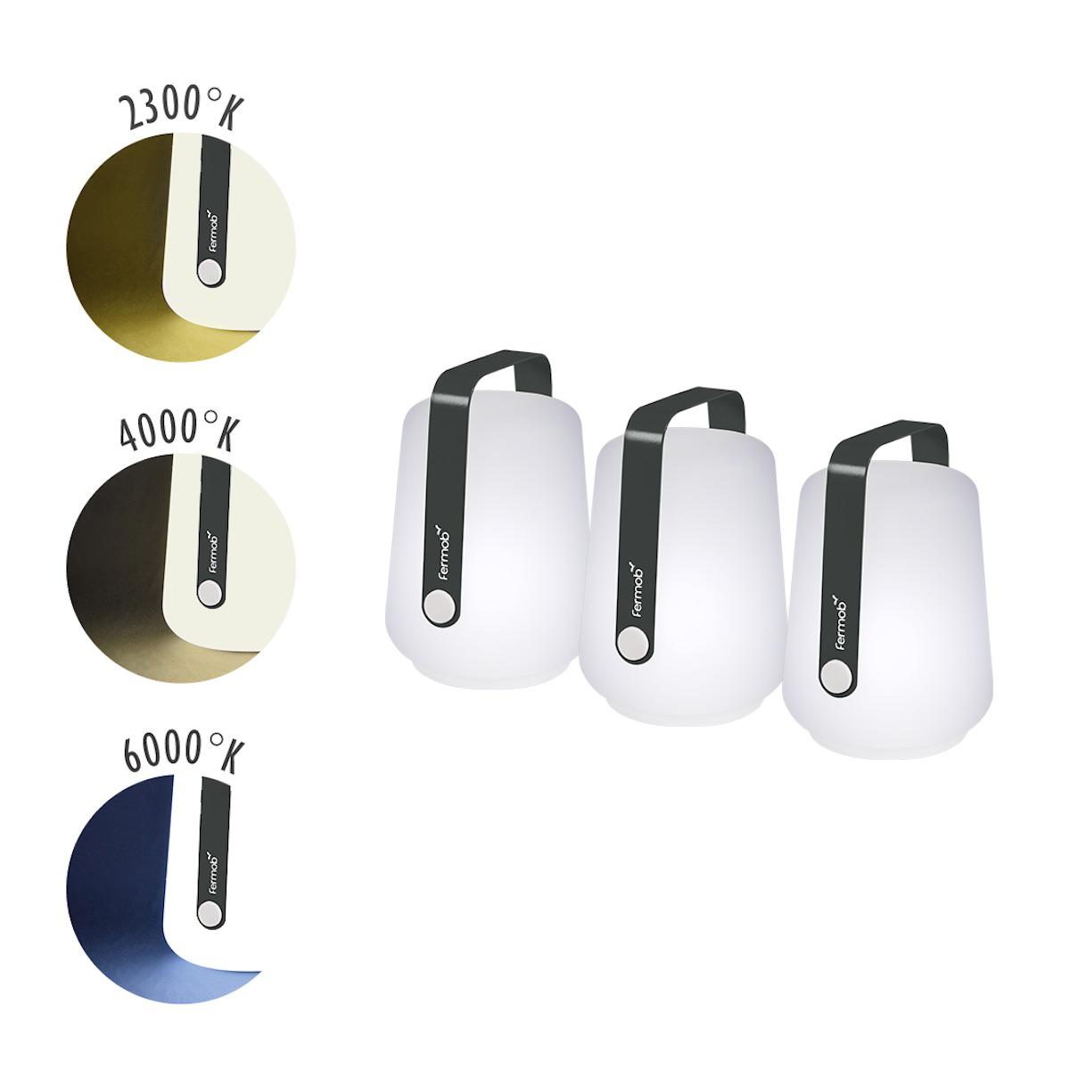 Lot de 3 lampes BALAD Fermob H12 gris carbone