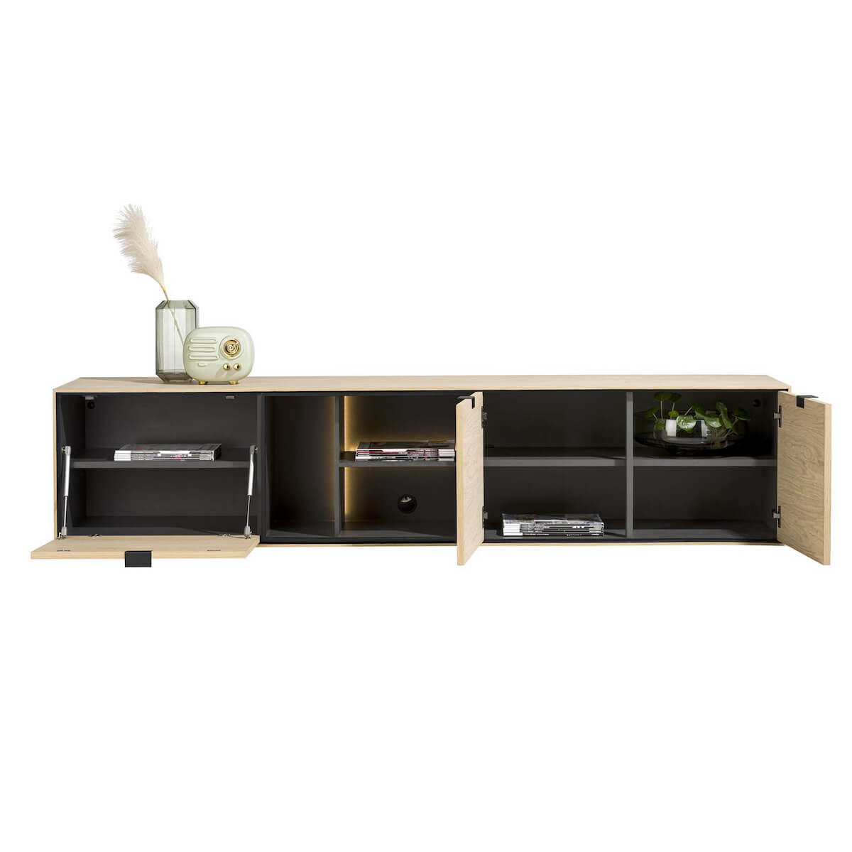 Meuble TV 210cm ELEMENTS Xooon chêne naturel