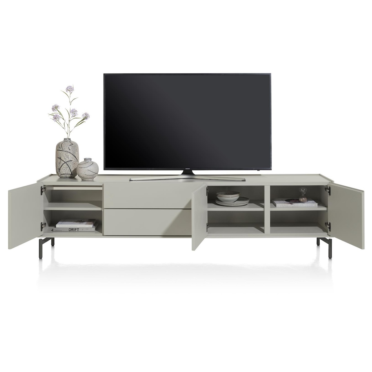 Meuble TV 210cm NOON Xooon gris soie