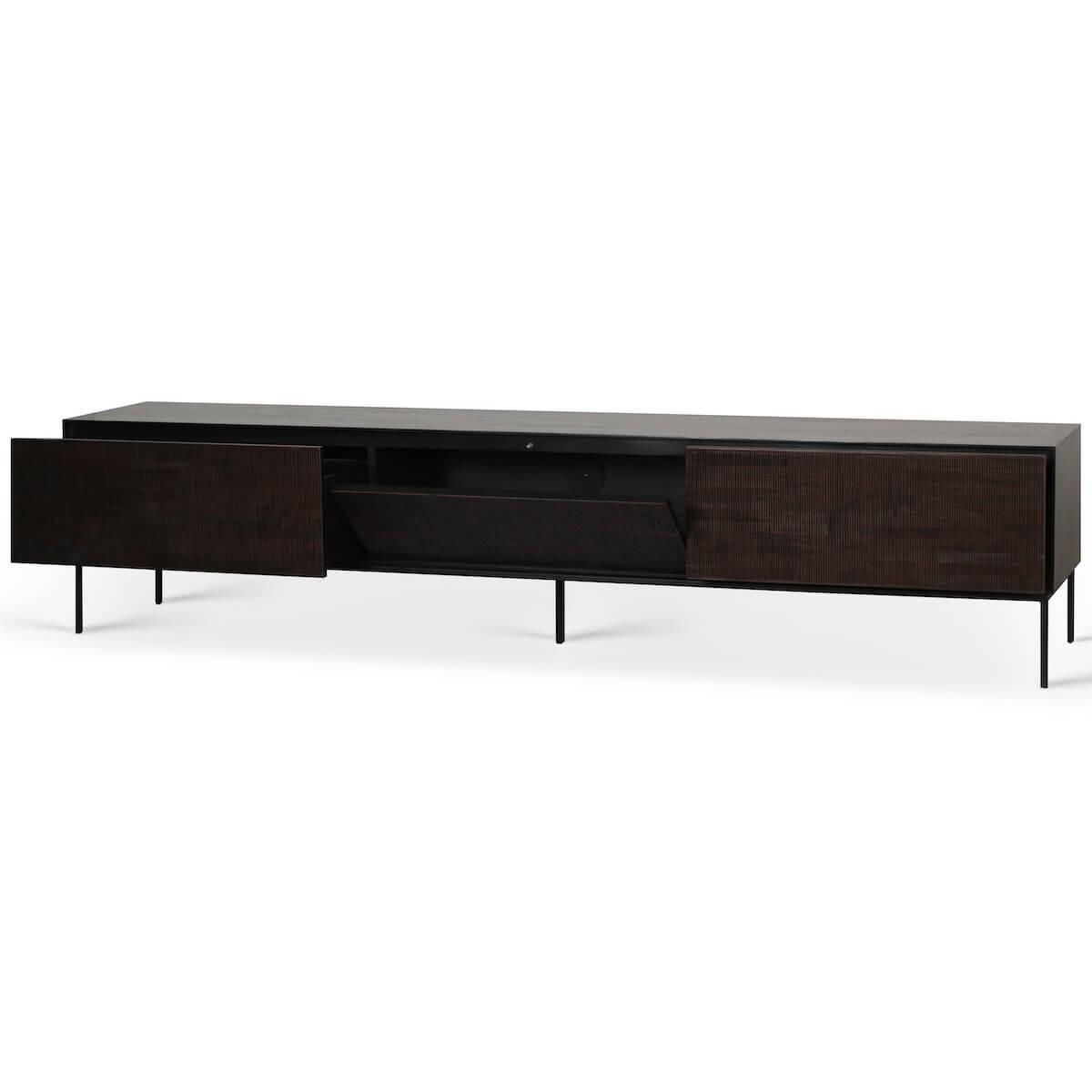 Meuble TV 242cm GROOVES Ethnicraft teck noir