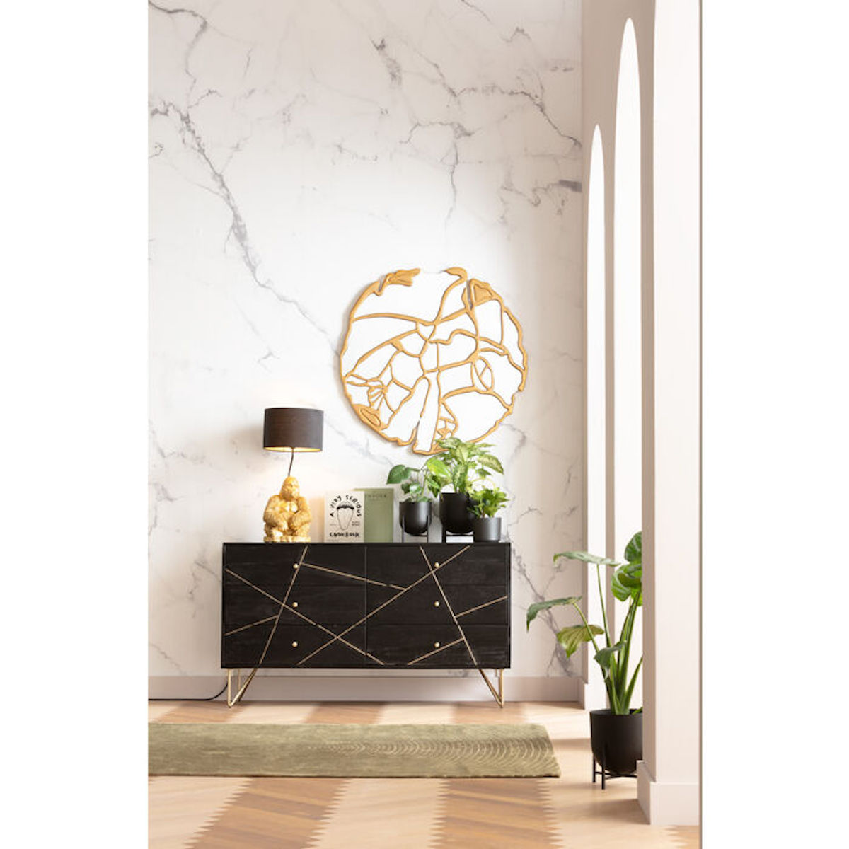 Miroir mural 100cm PIECES Kare Design doré