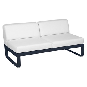Module central 2 places BELLEVIE Fermob bleu abysse/blanc grisé