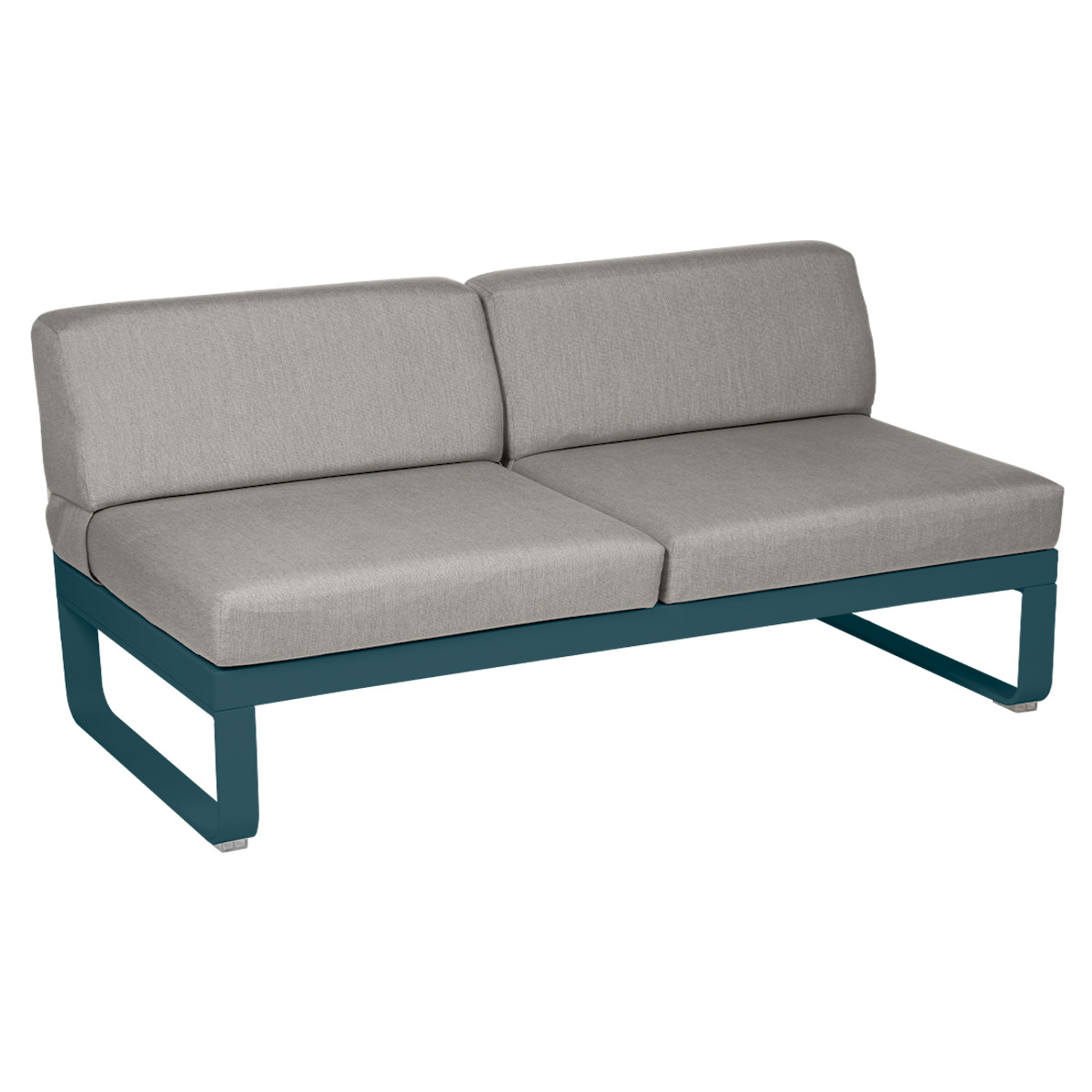 Module central 2 places BELLEVIE Fermob bleu acapulco/taupe grisé