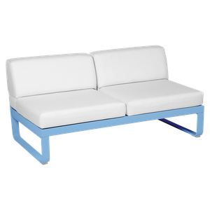 Module central 2 places BELLEVIE Fermob bleu maya-blanc grisé