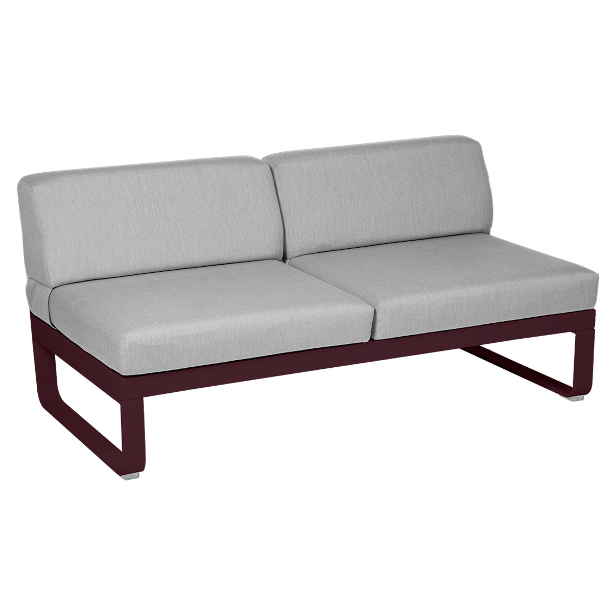 Module central 2 places BELLEVIE Fermob cerise noire-gris flanelle