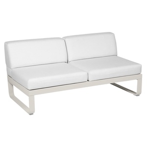 Module central 2 places BELLEVIE Fermob gris argile/blanc grisé