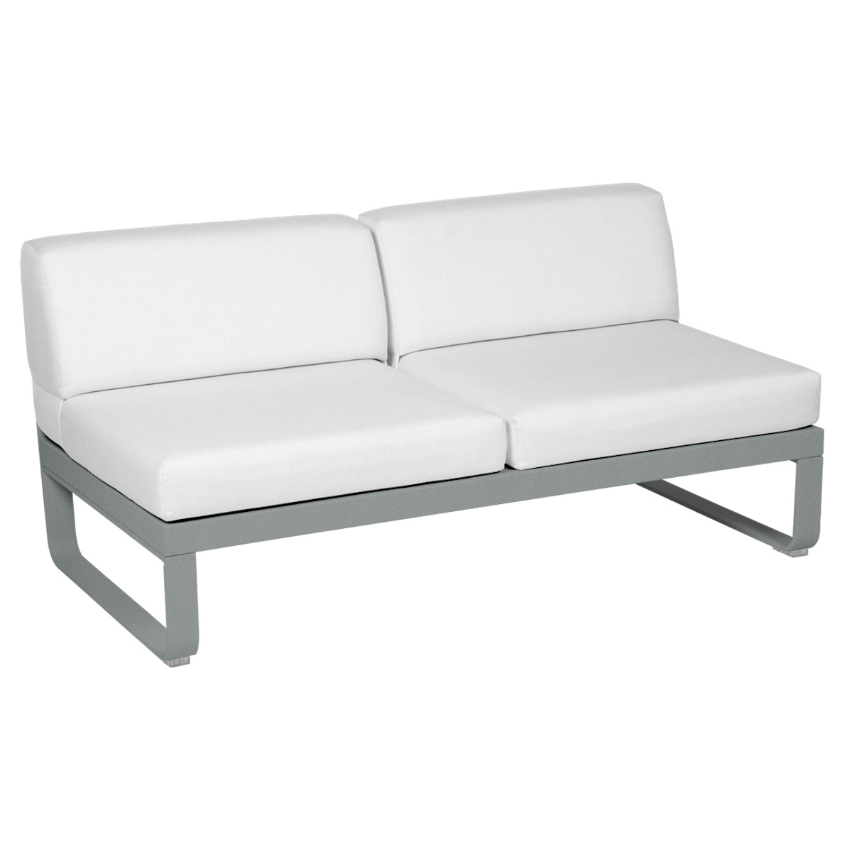 Module central 2 places BELLEVIE Fermob gris lapilli-blanc grisé
