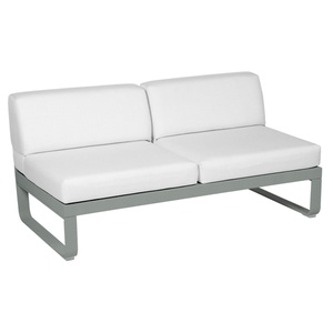 Module central 2 places BELLEVIE Fermob gris lapilli-blanc grisé