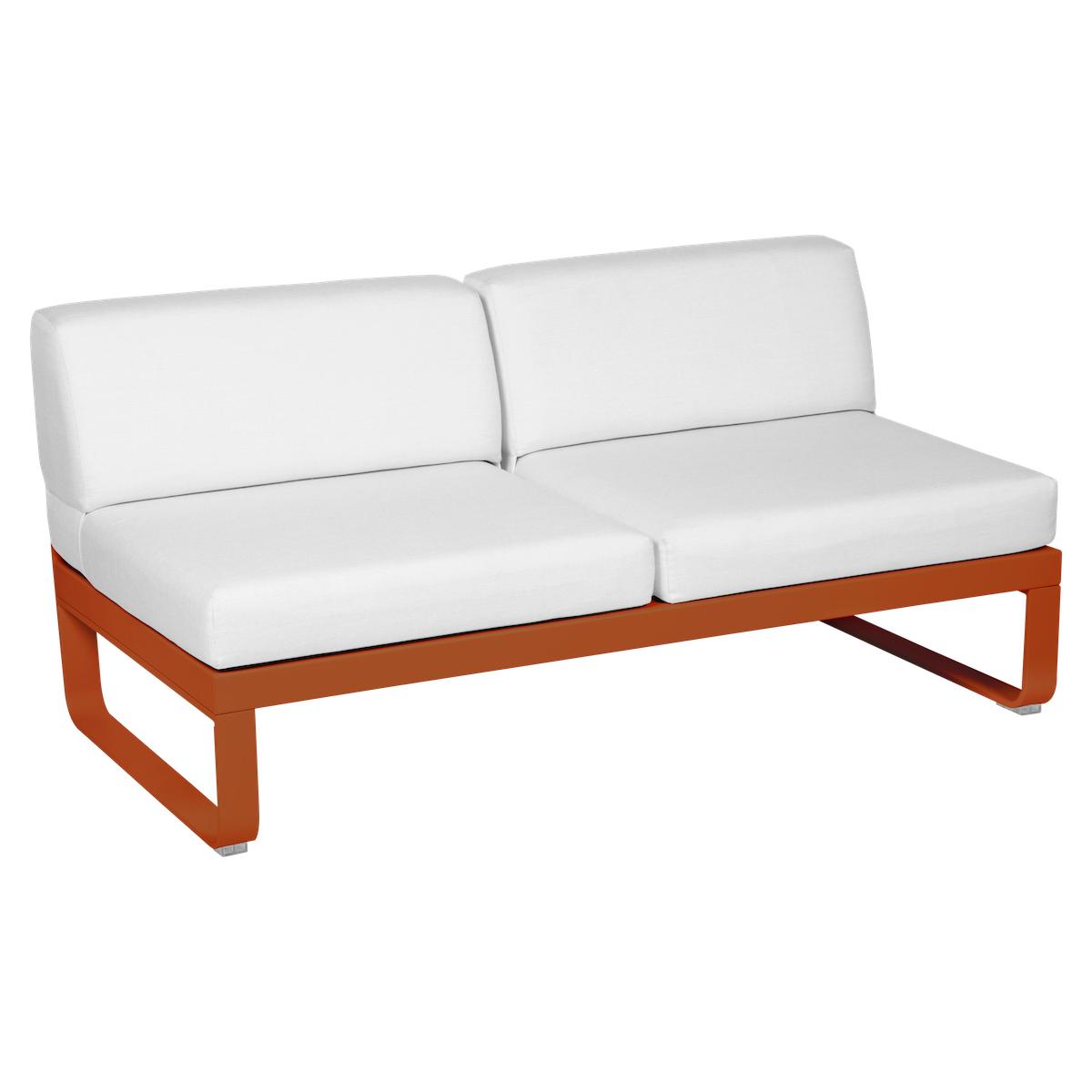 Module central 2 places BELLEVIE Fermob orange confite-Blanc grisé