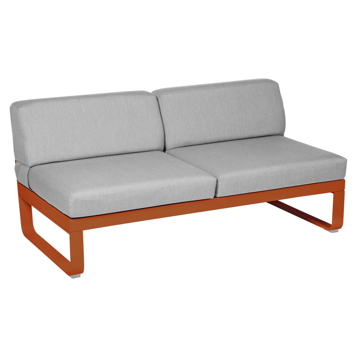 Module central 2 places BELLEVIE Fermob orange confite-gris flanelle