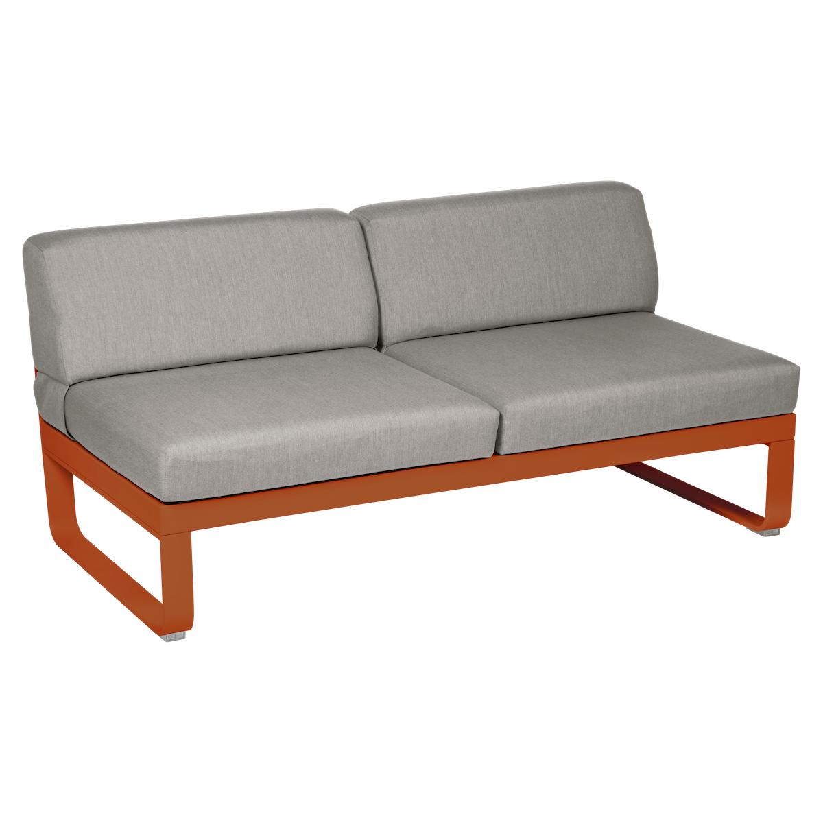 Module central 2 places BELLEVIE Fermob orange confite-taupe grisé