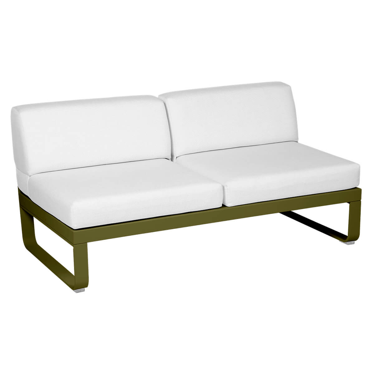 Module central 2 places BELLEVIE Fermob vert pesto-blanc grisé