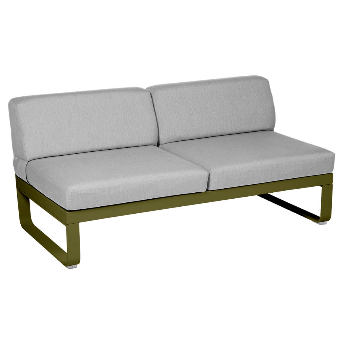 Module central 2 places BELLEVIE Fermob vert pesto-gris flanelle