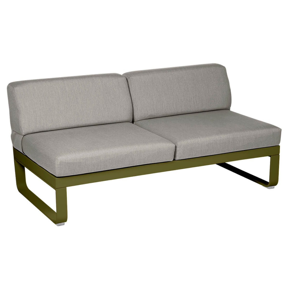 Module central 2 places BELLEVIE Fermob vert pesto-taupe grisé