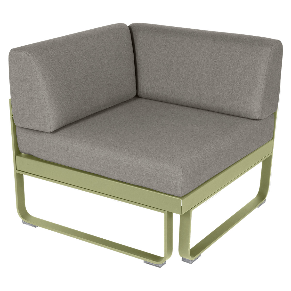 Module d' angle 1 place BELLEVIE Fermob vert tilleul-taupe grisé