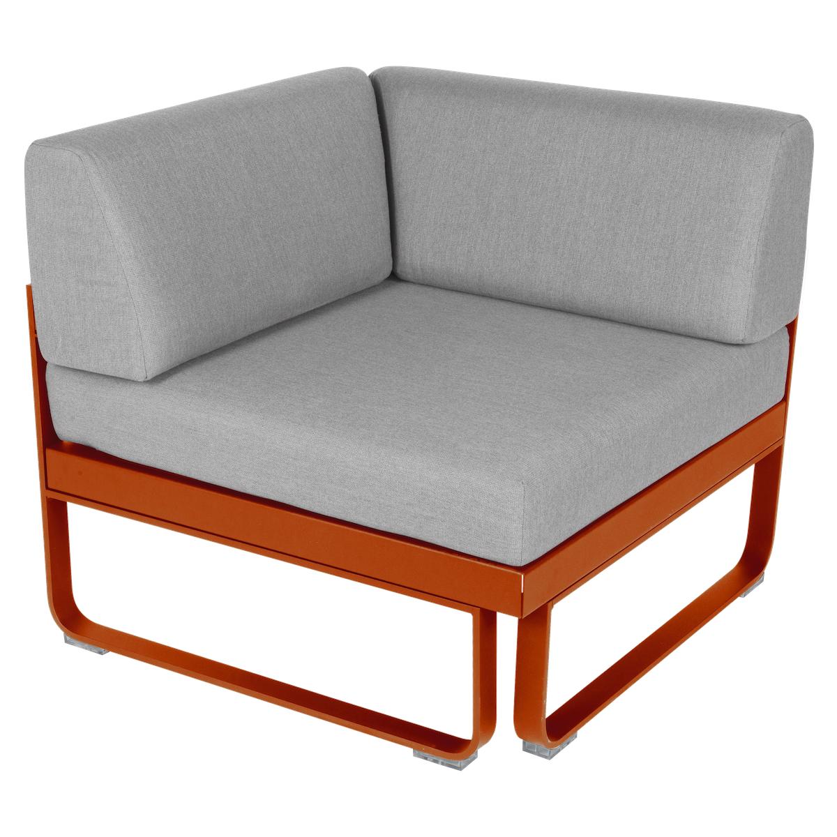 Module d'angle 1 place BELLEVIE Fermob orange confite-gris flanelle