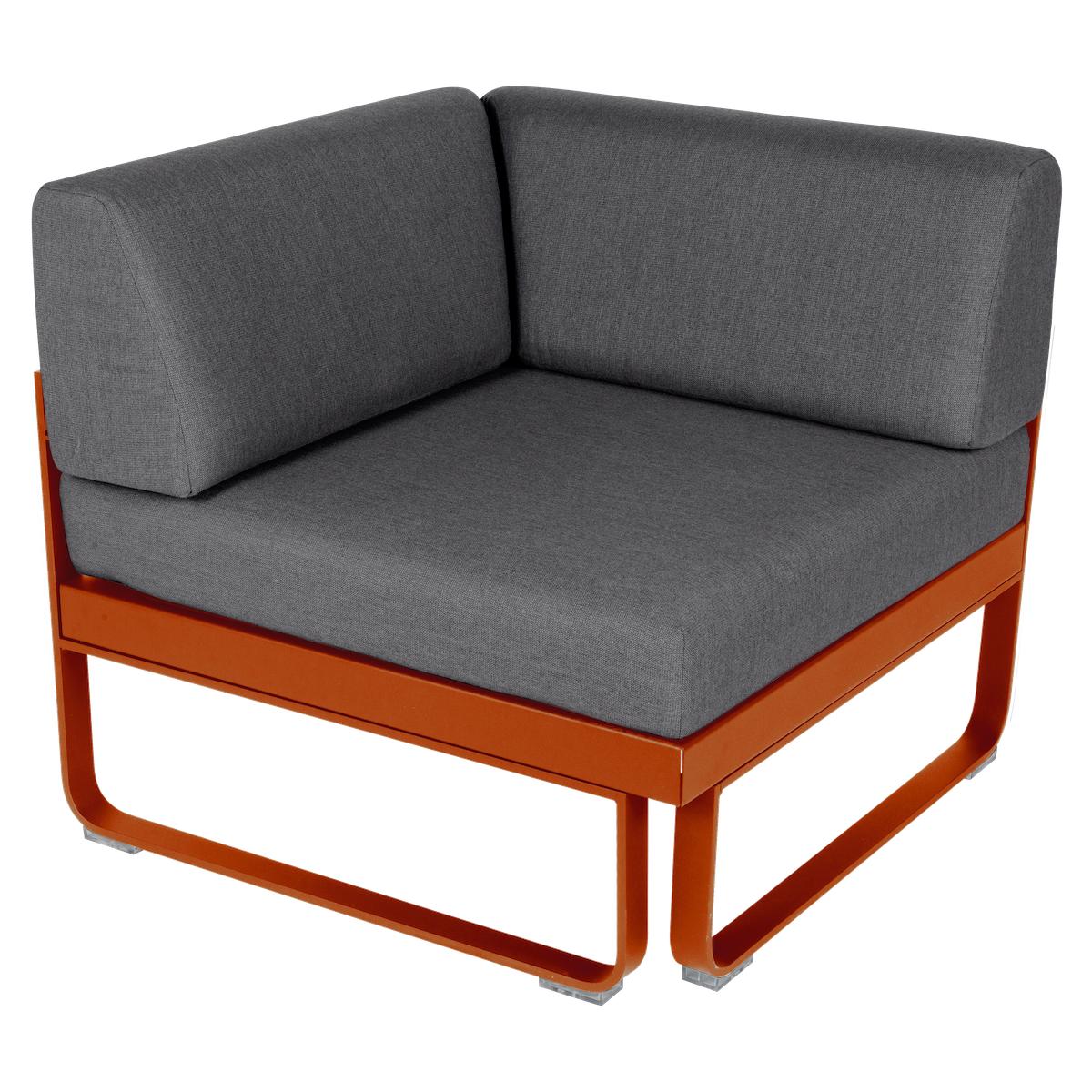 Module d'angle 1 place BELLEVIE Fermob orange confite-gris graphite
