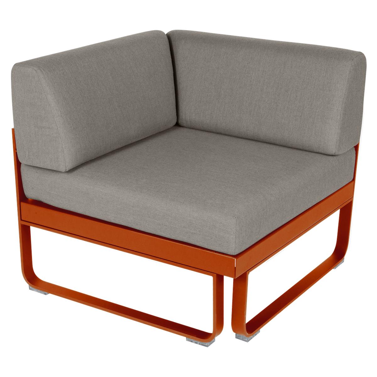 Module d'angle 1 place BELLEVIE Fermob orange confite-taupe grisé