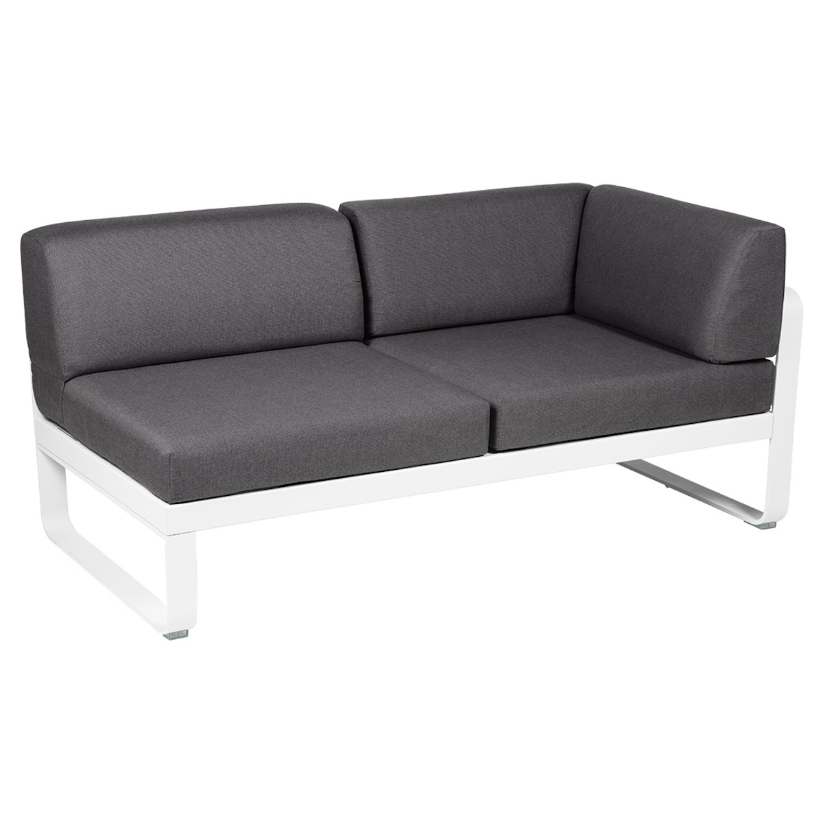 Module d'angle 2 places droite BELLEVIE Fermob blanc coton-gris graphite
