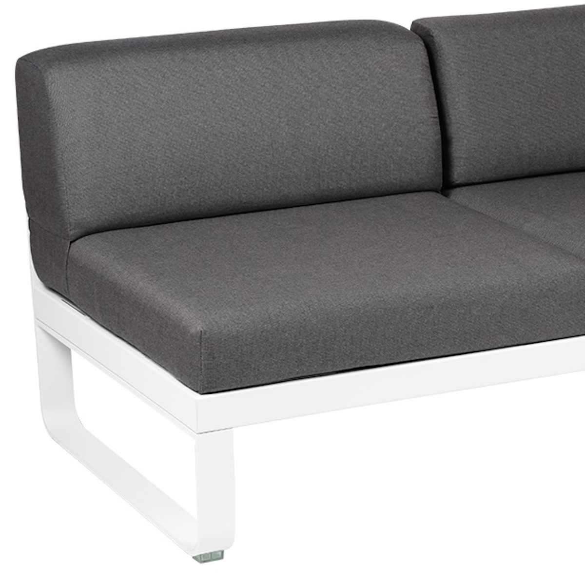 Module d'angle 2 places droite BELLEVIE Fermob blanc coton-gris graphite