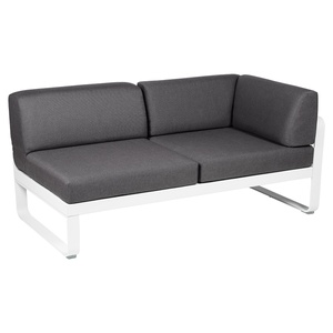 Module d'angle 2 places droite BELLEVIE Fermob blanc coton-gris graphite