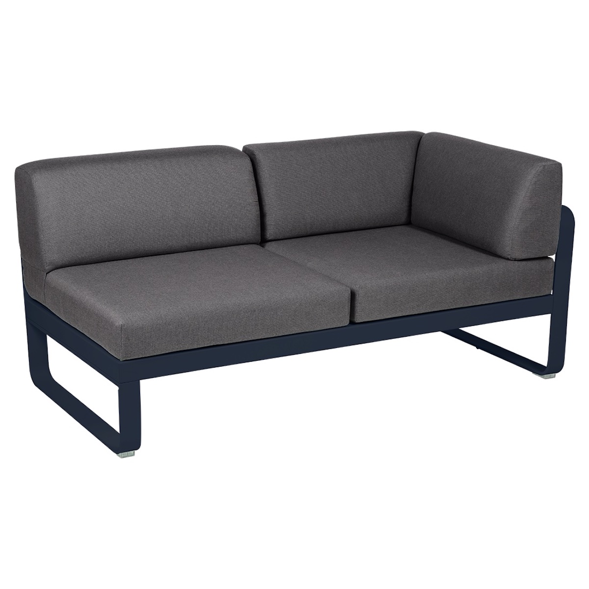 Module d'angle 2 places droite BELLEVIE Fermob bleu abysse-gris graphite