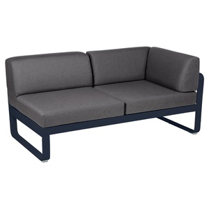 Module d'angle 2 places droite BELLEVIE Fermob bleu abysse-gris graphite
