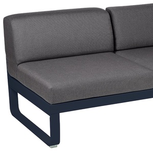 Module d'angle 2 places droite BELLEVIE Fermob bleu abysse-gris graphite
