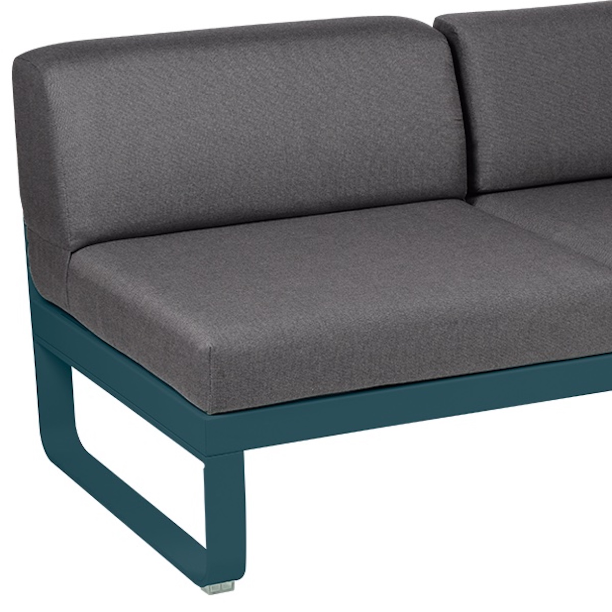 Module d'angle 2 places droite BELLEVIE Fermob bleu acapulco-gris graphite