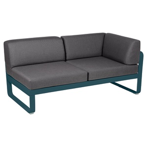 Module d'angle 2 places droite BELLEVIE Fermob bleu acapulco-gris graphite