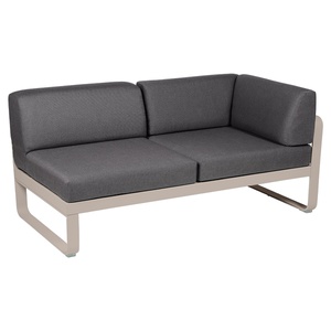 Module d'angle 2 places droite BELLEVIE Fermob brun muscade-gris graphite
