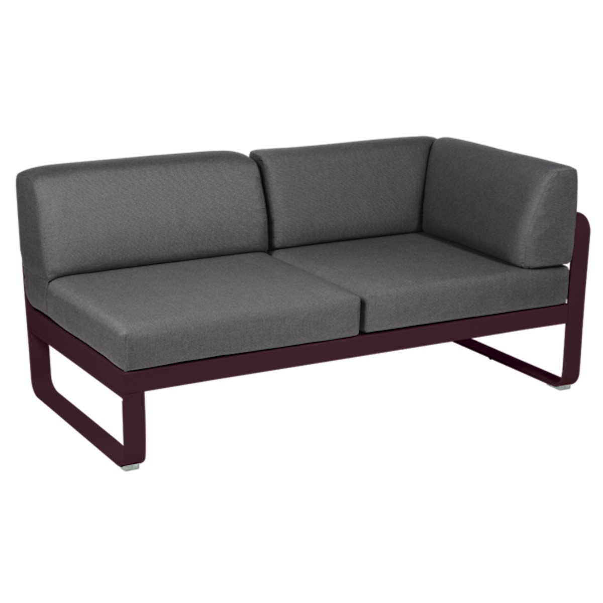 Module d'angle 2 places droite BELLEVIE Fermob cerise noire-gris graphite