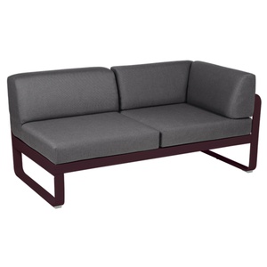 Module d'angle 2 places droite BELLEVIE Fermob cerise noire-gris graphite