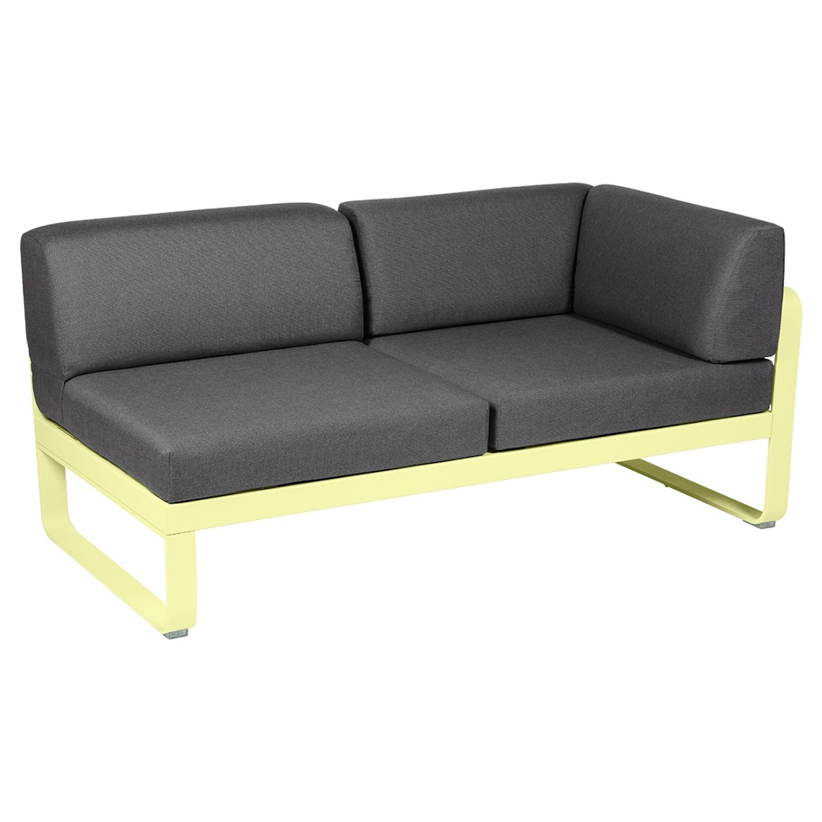 Module d'angle 2 places droite BELLEVIE Fermob citron givré-gris graphite