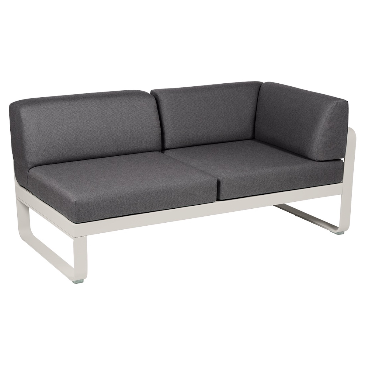 Module d'angle 2 places droite BELLEVIE Fermob gris argile-gris graphite