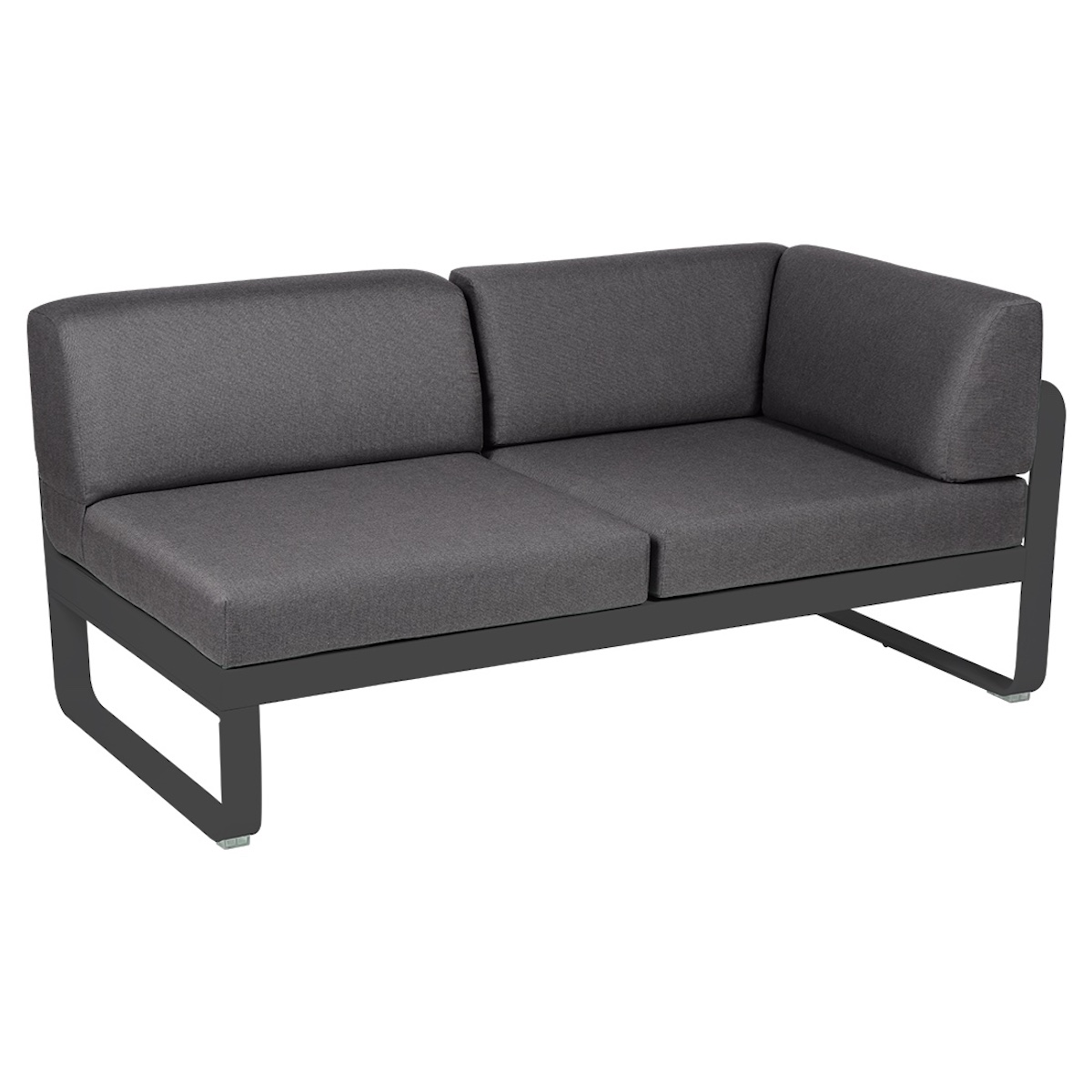 Module d'angle 2 places droite BELLEVIE Fermob gris carbone-gris graphite